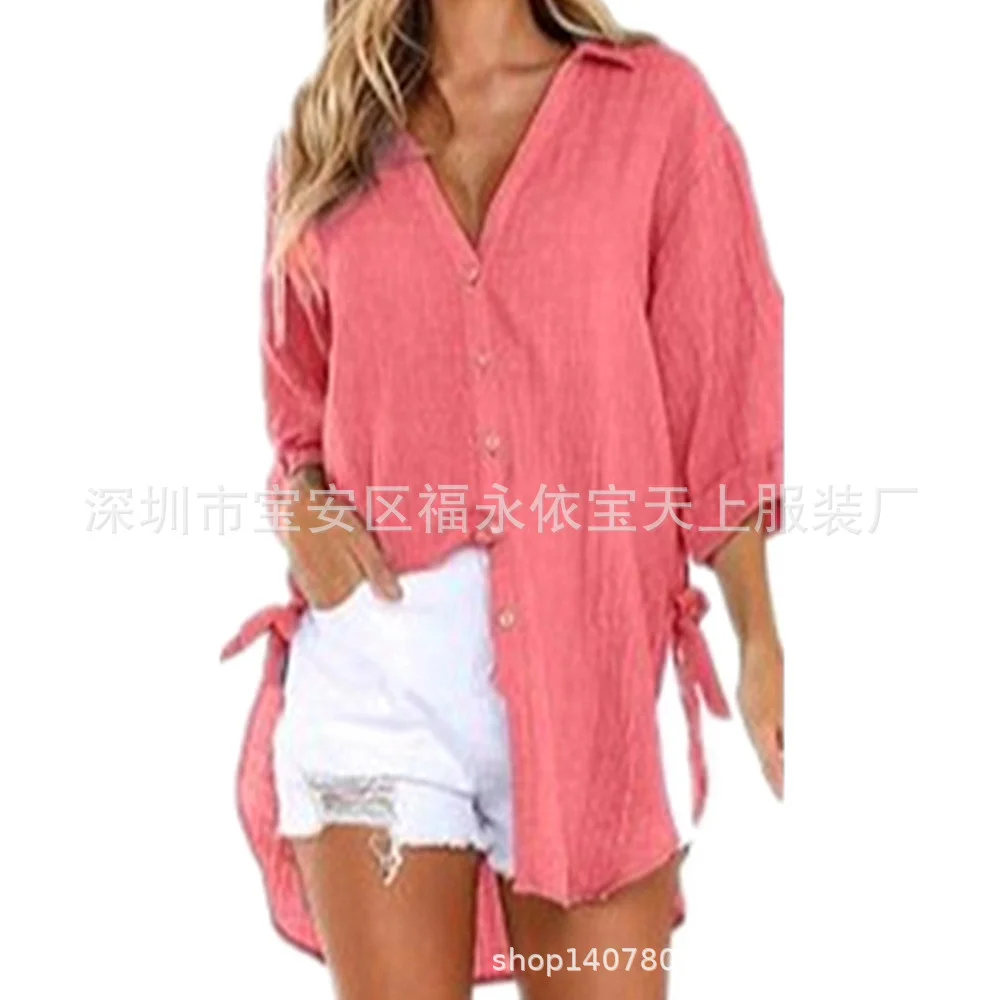 Wongn Wongn / Summer 2024 Women's New Linen Cotton Linen Shirt Irregular Cardigan Women