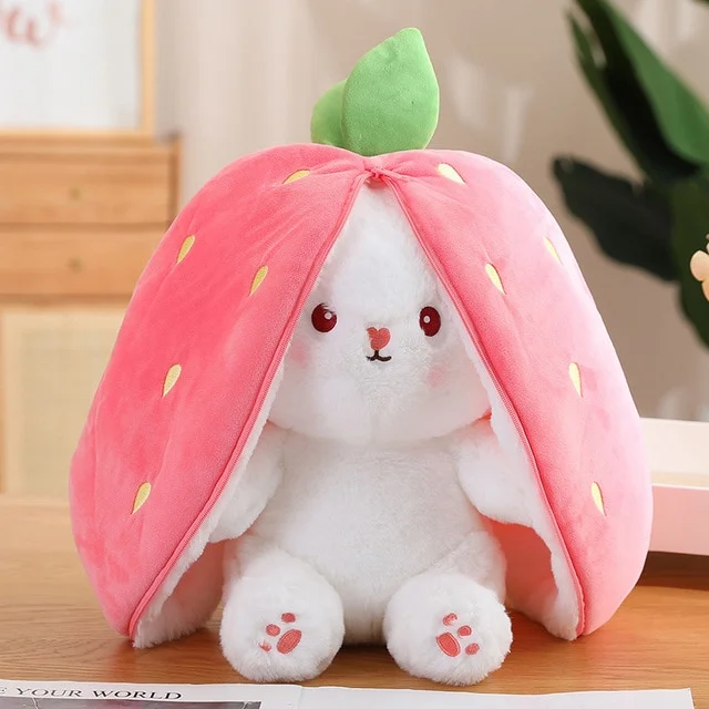 Creative Funny Doll Carrot Rabbit Plush Toy Stuffed Soft Bunny Hiding in Strawberry Bag Toys for Kids Girls Birthday Gift | 168DEAL