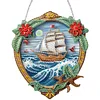 (US Only)Sailboat On The Sea 2D Flat DIY Diamond Painting Set Diamond Art Pendant