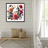 Kaninchen und Dahlie - Rundbohrer Diamantmalerei - 40*40cm