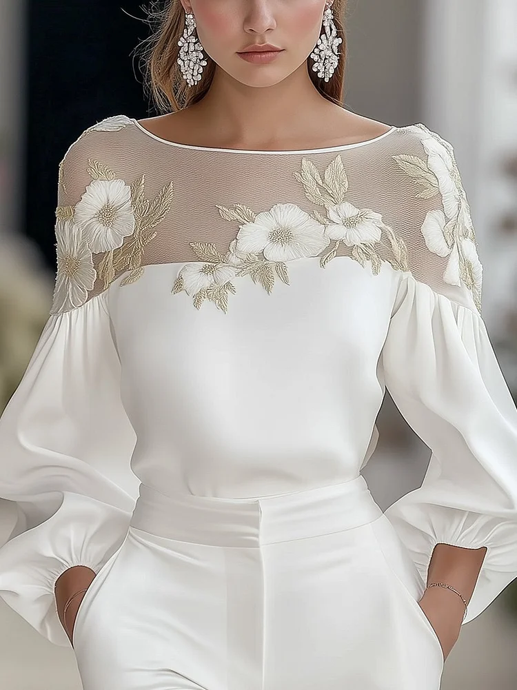 Shipping Stylish Shirt With Mesh Embroidery