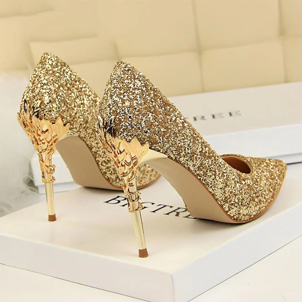 Shine and Glitter Elegant Pointed Toe High Heels Shoes