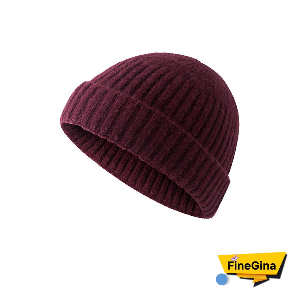 Men's & Women's Warm Plain Knitted Melon Leather Hat