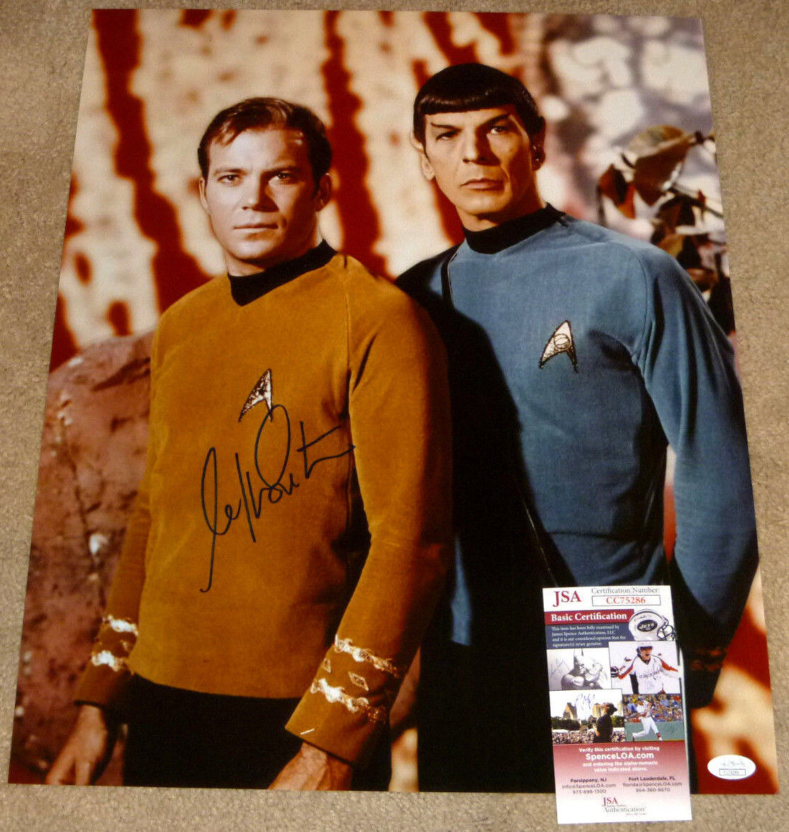 William Shatner Signed 16x20 Photo Poster painting Autographed, Star Trek w/ Spock, JSA COA