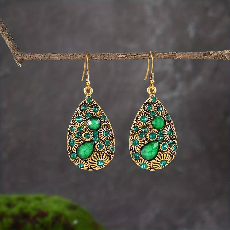 Vintage Green Bright Drop Earrings
