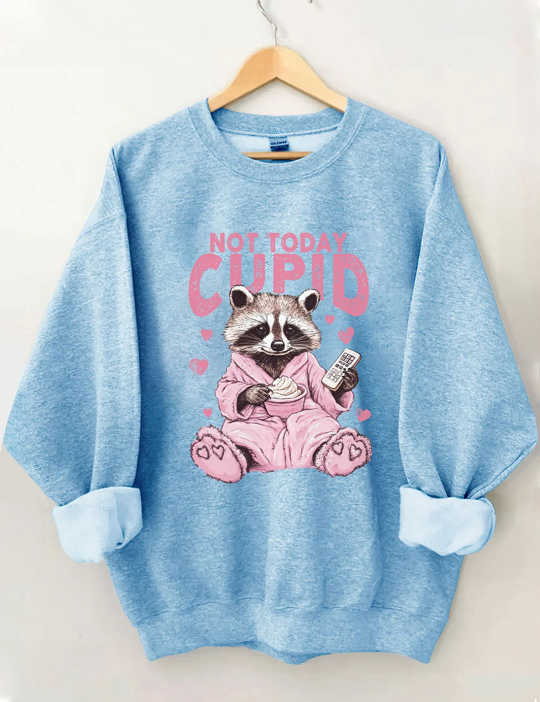 Not Today Cupid Snarky Raccoon Valentine's Day Sweatshirt