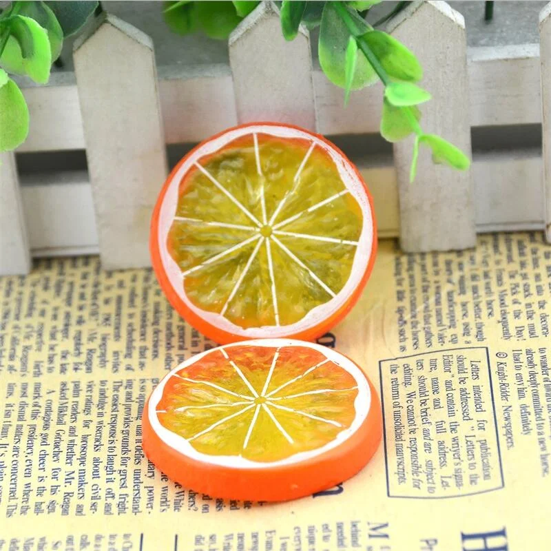 3PCS Mini Artificial Fruit Simulation Lemon Slices 3 Colors Resin Fake Artificial Fruit Model Party Kitchen Wedding Decoration