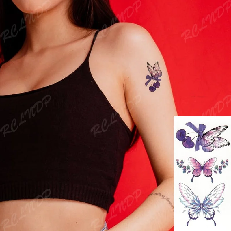 Waterproof Temporary Tattoo Sticker Beautiful Butterfly Small Body Art Fake Tatto Flash Tatoo Wrist Foot Hand for Men Women 706