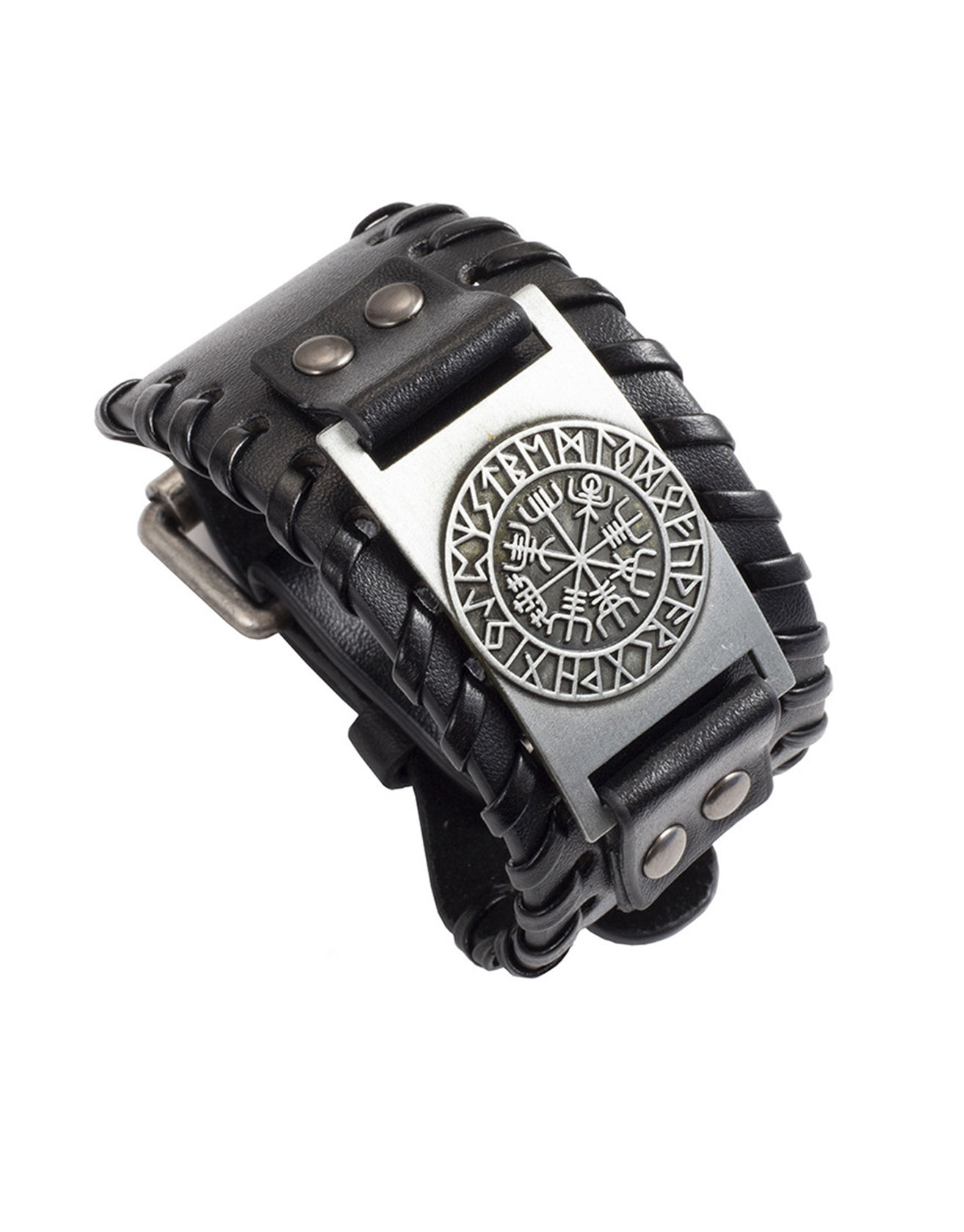 Viking Compass Compass Leather Woven Bracelet / TECHWEAR CLUB / Techwear