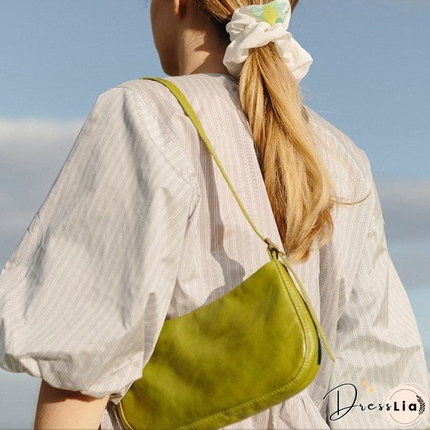 Solid Color Baguette Underarm Bag