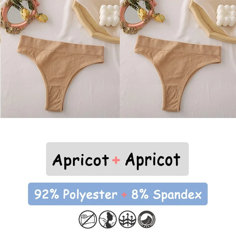 Billionm Women's Thong Seamless High Waisted Women's Panties Sexy Lingerie Comfortable Cotton Briefs Intimates Female Underpants
