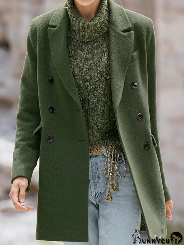 women's autumn winter lapel woolen coat