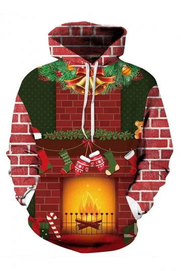 Fireplace Ugly Christmas Hoodie Ruby-elleschic