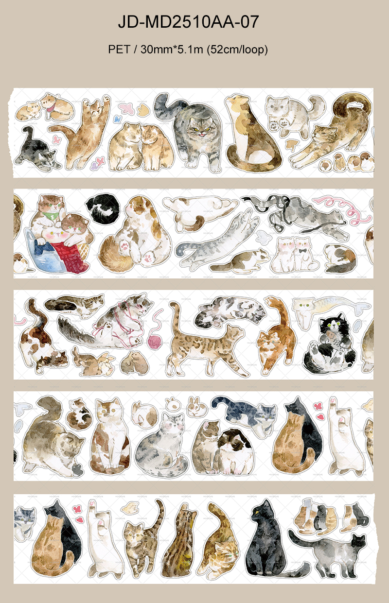 PET 테이프 - 30mm*5.1m 귀여운 고양이