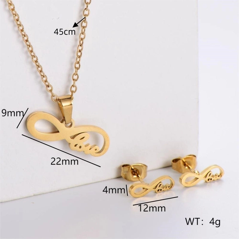 Minimalist Classic Style Infinity Dollars Butterfly 304 Stainless Steel Jewelry Set