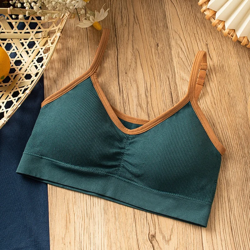 Women's Cotton Underwear Tube Tops Sexy Color Matching Bra Fashion Sports Comfort Tank Up Girl Suspender Underwear Sexy Lingerie