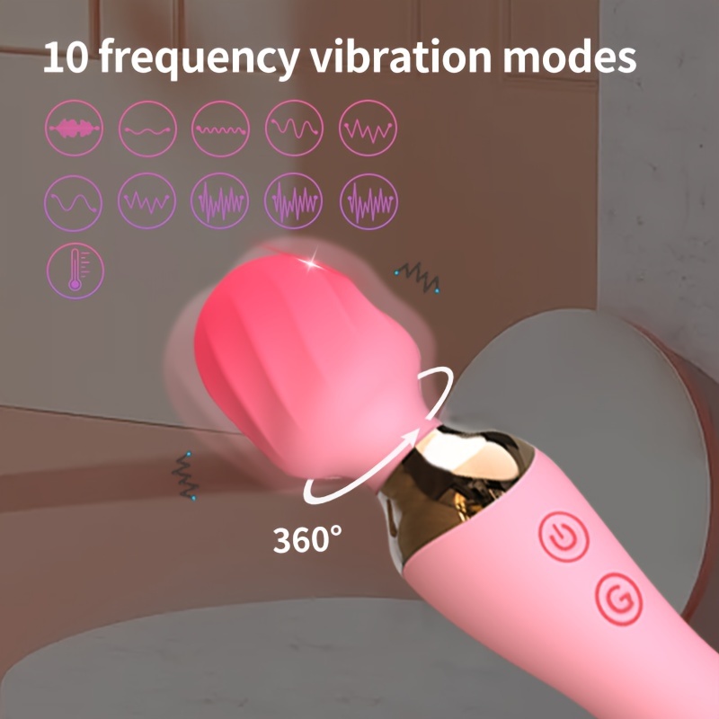 10-Frequency AV Stick Clitoral Stimulator Vibrator with 360° Rotating Head