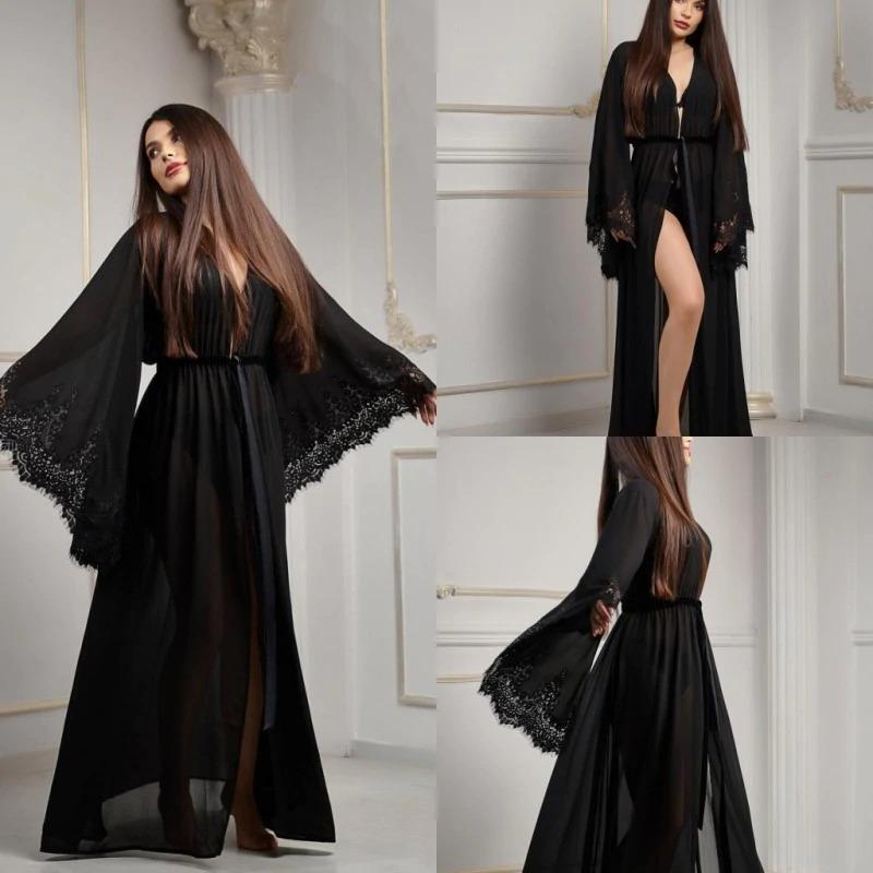 black silk night robe
