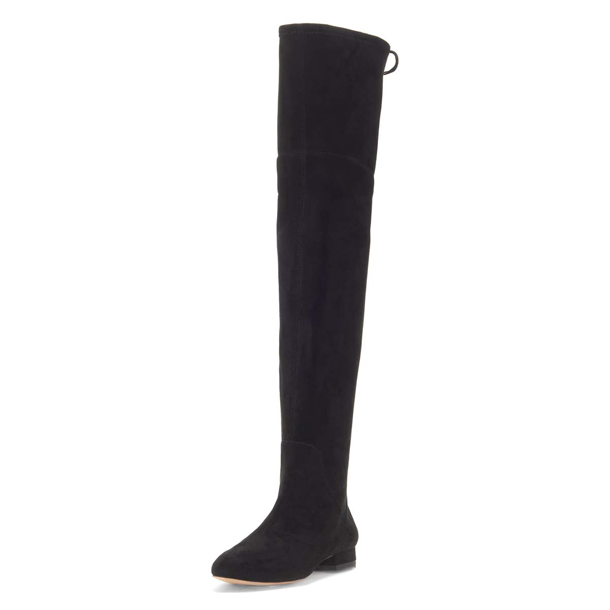 Sexy Faux Suede Back Lace-up Shoes Low Heel Zip Thigh High Boots Nicepairs