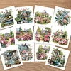 12Pcs Garden Flowers DIY Diamond Painting Greeting Cards for Adult Holiday Gifts