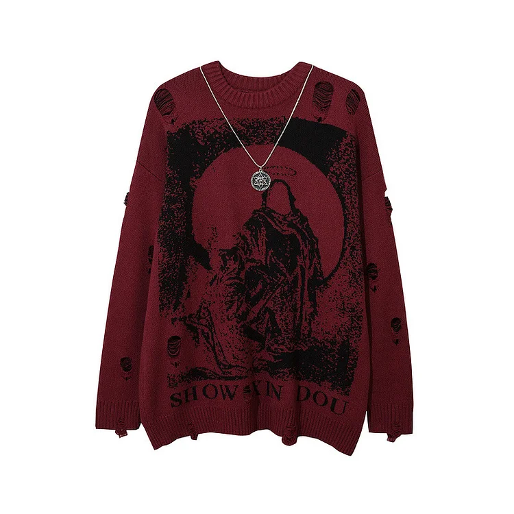 Fasion Crew Neck Long Sleeve Jacquard Sweater