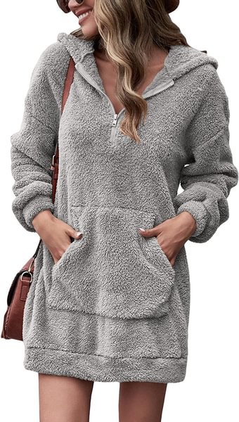 Women Stretchy Soft Long Sleeve Hooded Fleece Sweathirt Zipper Overcoat Fashion Tops（Xs-Xxxl） - Shop Trendy Women's Fashion | TeeYours