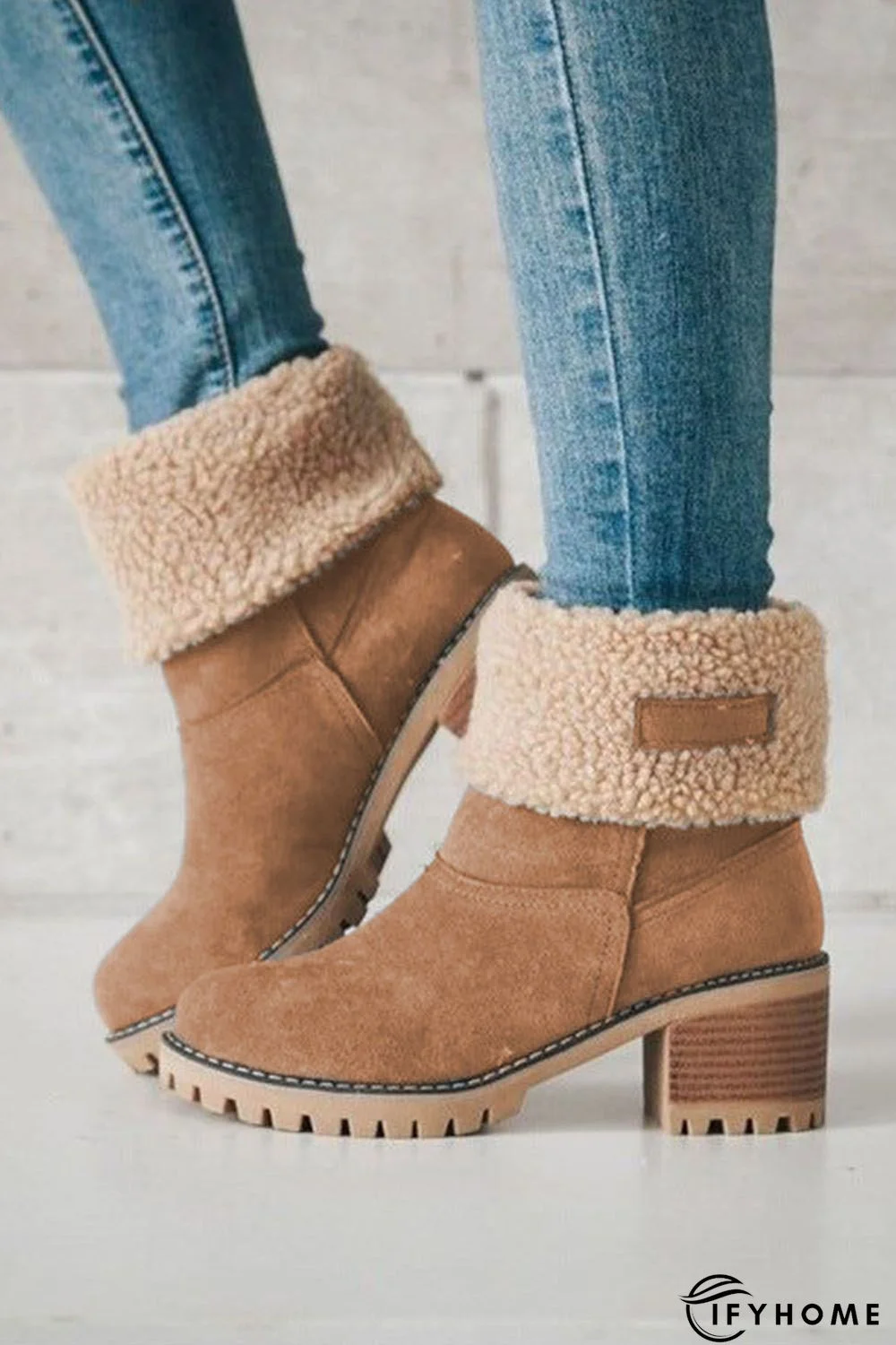 Brown Winter Fleece Lined Boots | IFYHOME