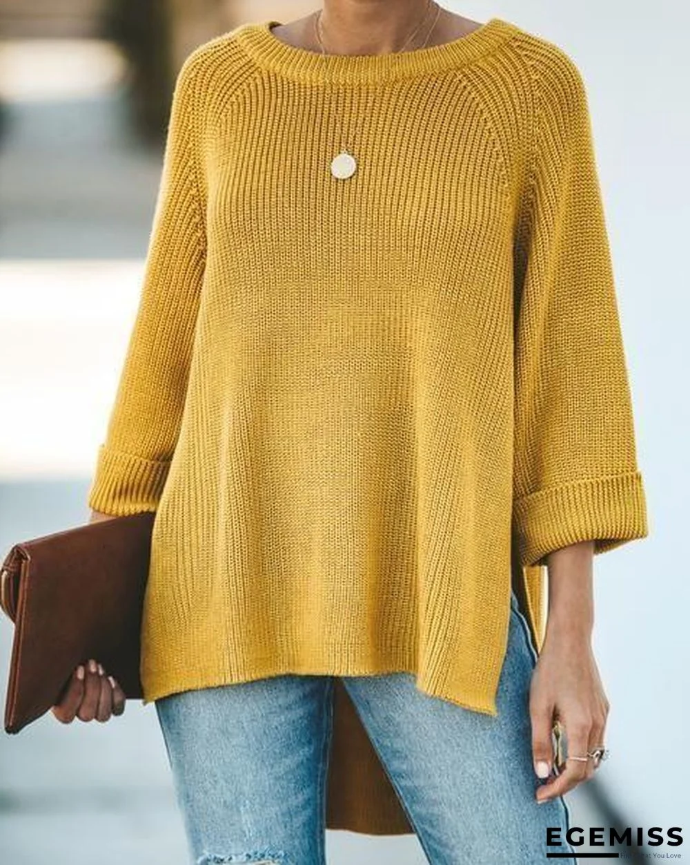 Knitted High Low Casual Tops | EGEMISS