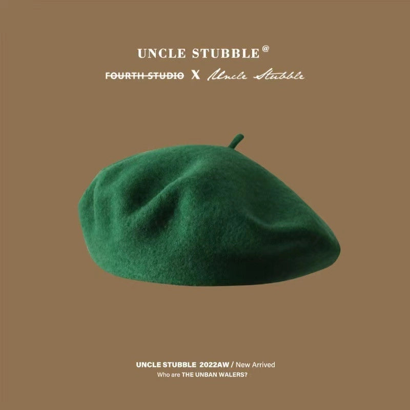 High Quality/Australian Wool Beret Not Easy To Pill Korean Style Solid Color Retro Painter Hat Girl/good Style