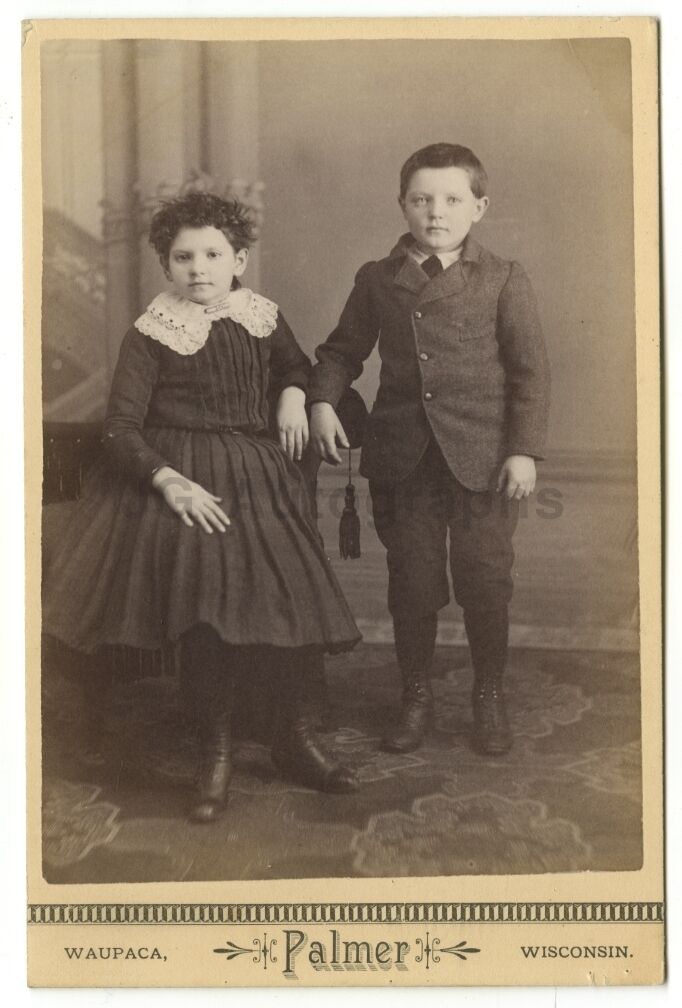 19th Century Children - Original 19th Century Cabinet Card Photo Poster painting - Waupaca, WI