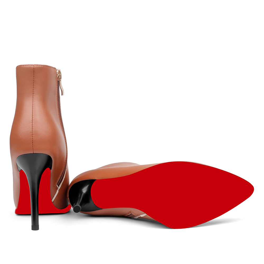 90mm Women's Ankle Boots Closed Pointed Toe Stilettos Red Bottoms Booties-vocosishoes