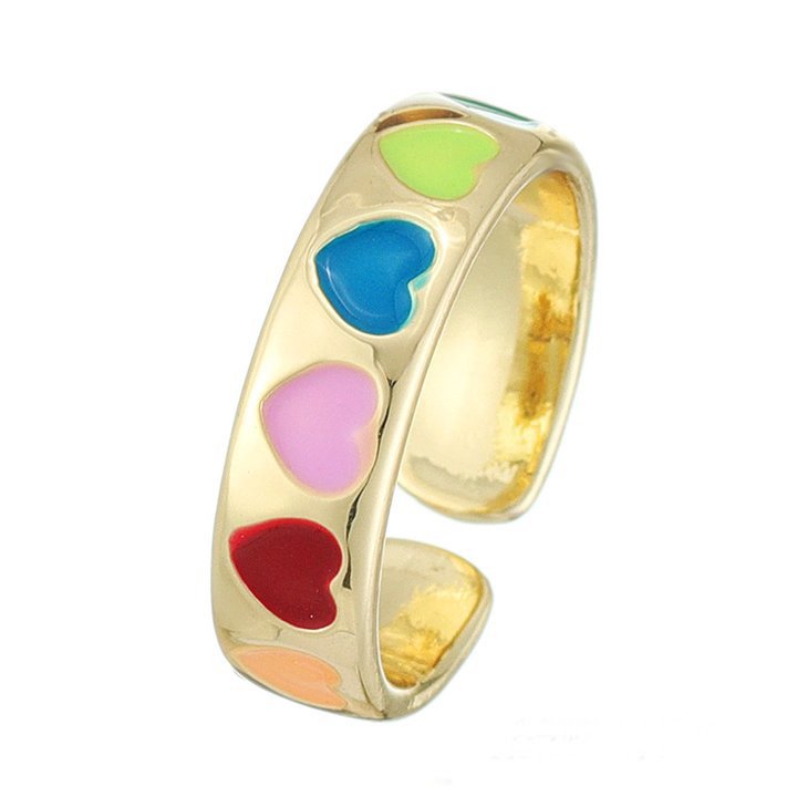 Love Color Drip Oil Adjustable Brass Ring