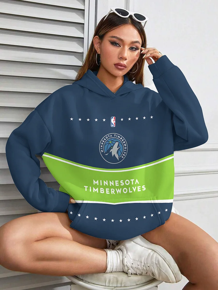 Minnesota Timberwolves  Printed Hooded Pocket Pullover Hoodie