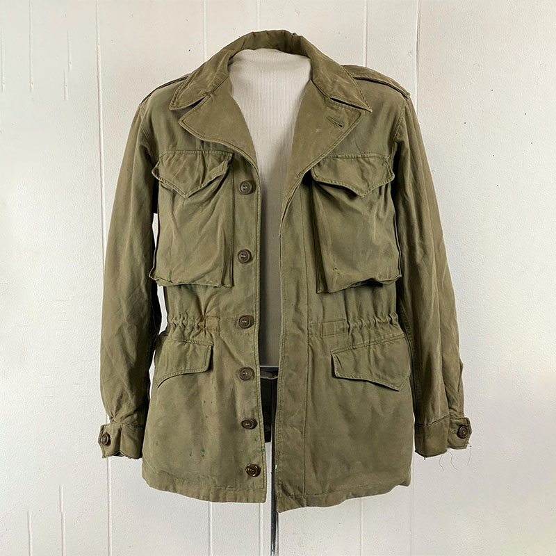 Vintage 1940s U.S. Army M-1943 Field Jacket | WWII Military Green Cotton Coat