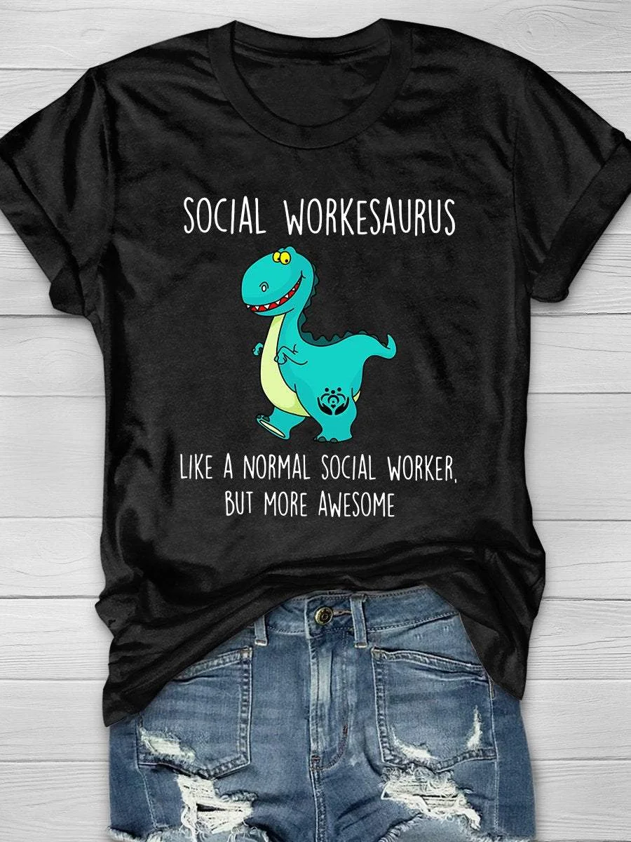 Social Workesaurus Print Short Sleeve T-shirt