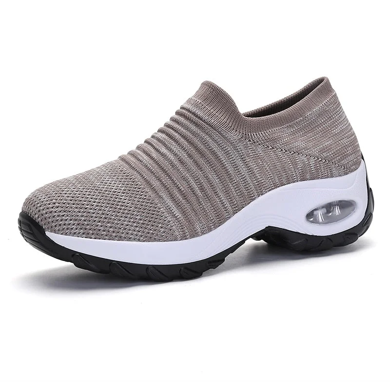 2020 Spring Women Breathable Shoes Woman Flat Slip on Platform Tenis for Women Mesh Sock Sneakers Shoes zapatillas aire mujer