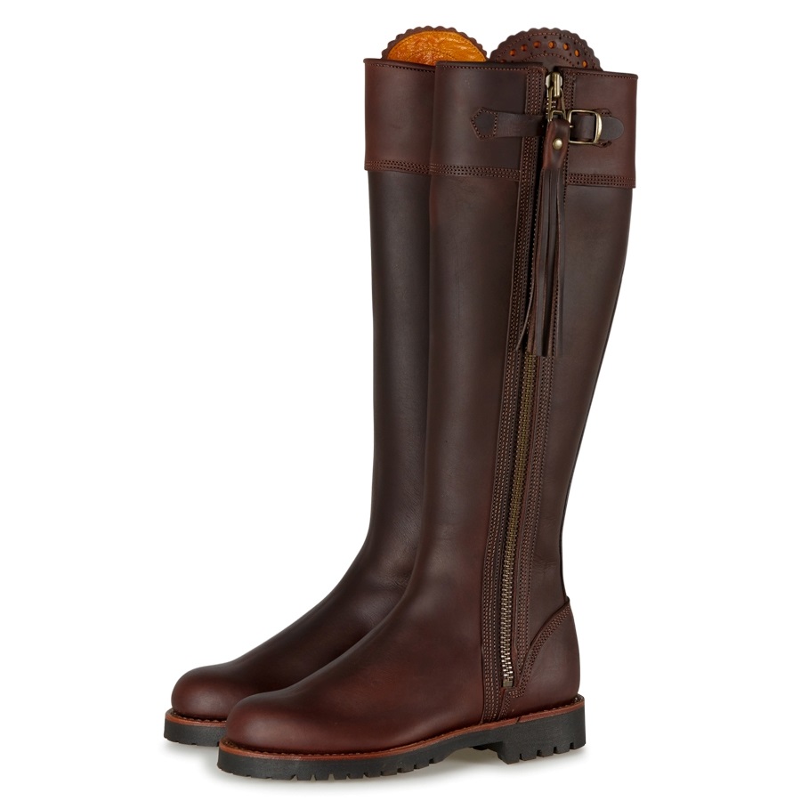 Maroon Vintage Round Toe Flat Tall Boots Vdcoo