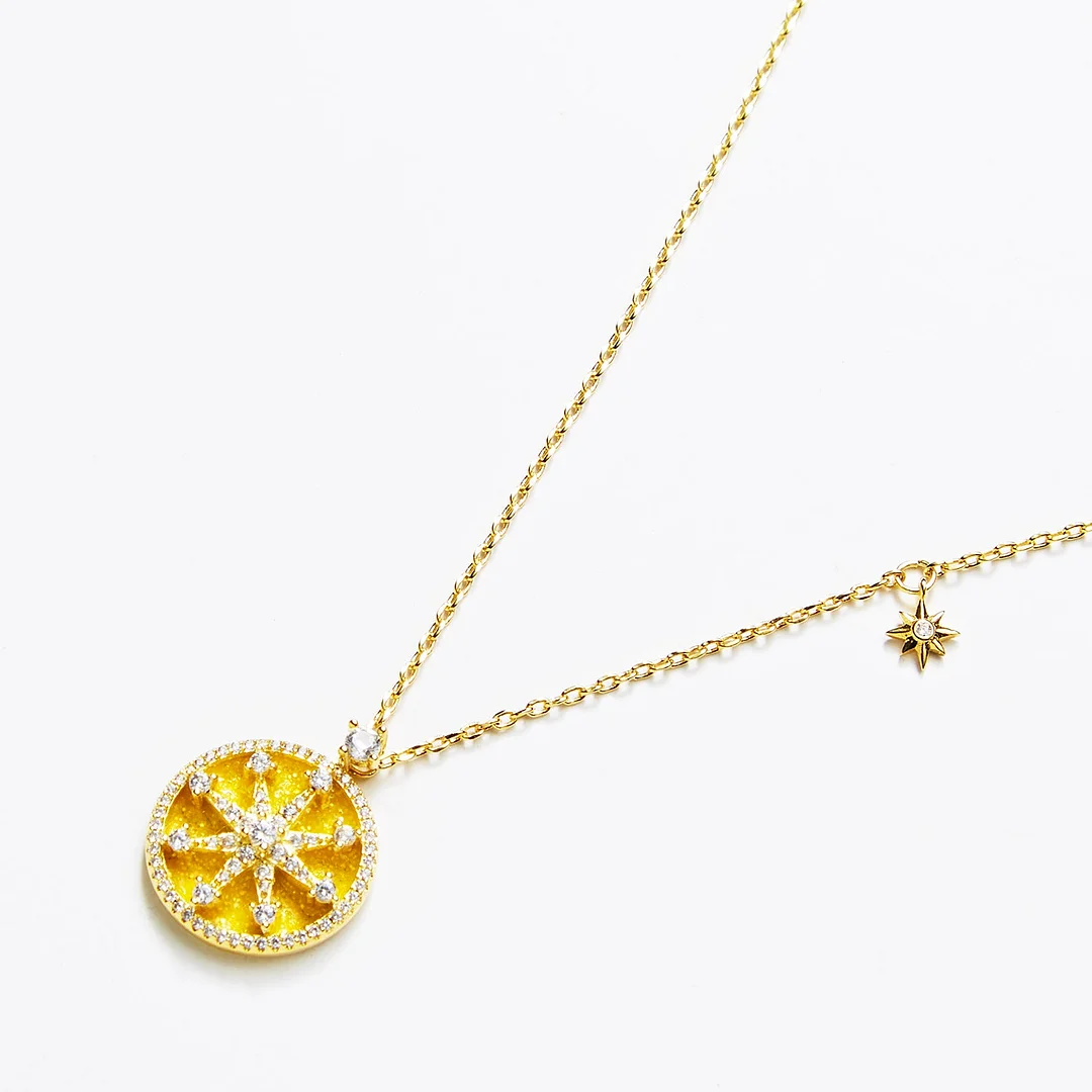 14K Gold "The Faith" Look For Stars Pendant Engraved Necklace in Yellow