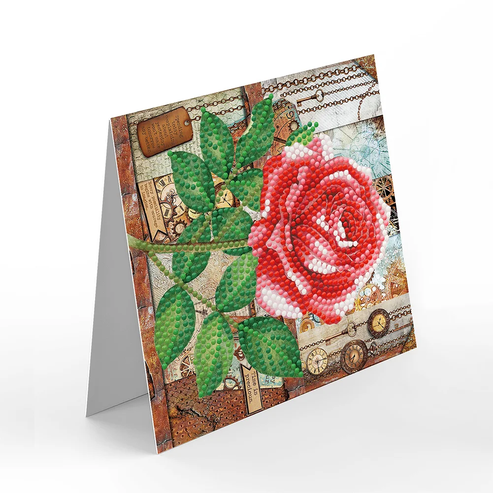 8pcs Flower Diamond Painting Greeting Card Includes Envelope DIY Postcards【With White Envelope】