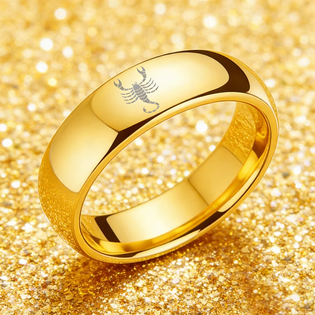 Scorpio Couples Dome Tungsten Carbide Rings Gold Tungsten Wedding Bands for Men and Women 4MM 6MM 8MM