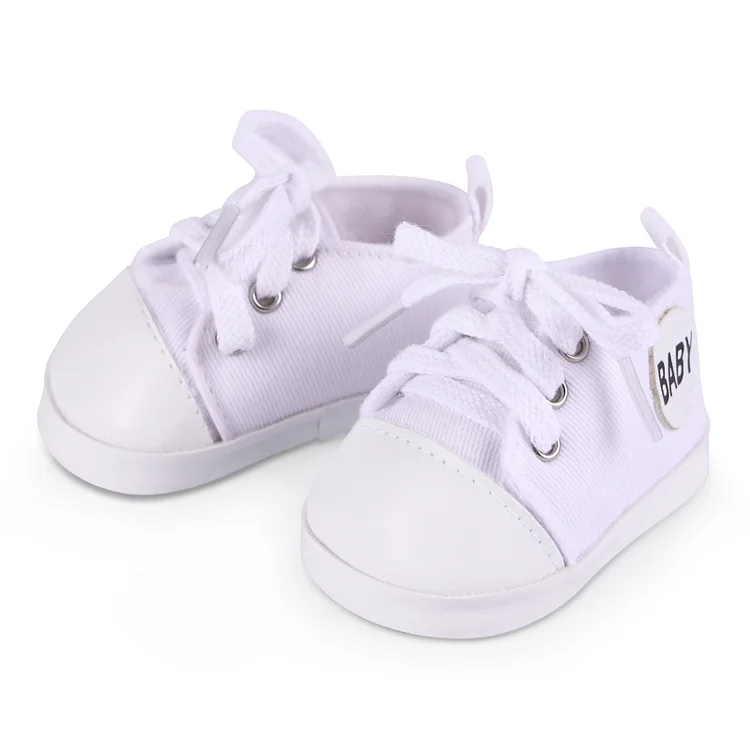 17" - 20" Cute Clean White Canvas Shoes for Reborn Baby Doll Clothes Accessories：Realistic Reborn Baby Dolls By Rsgdolls®