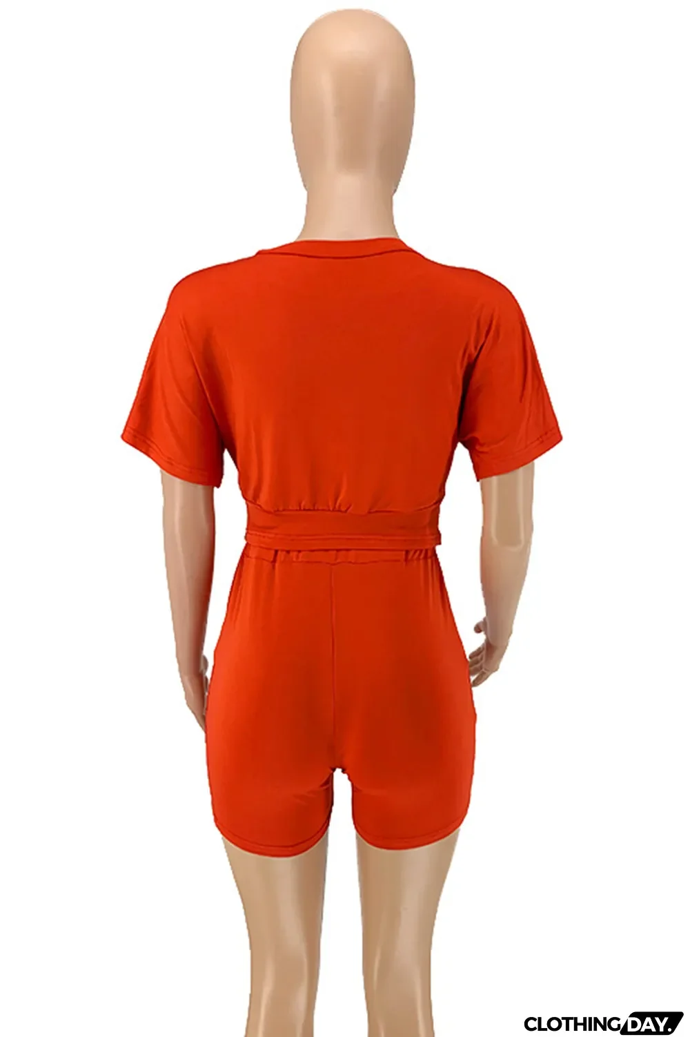 Blue Casual Solid Split Joint O Neck Short Sleeve Two Pieces