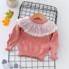 Kid Baby Girl Lace Collar Ruffled Solid Knitted T-shirt