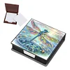 (US Local)PU Dragonfly Diamond Painting Notecard Box Rhinestones Post It Dispenser Kit