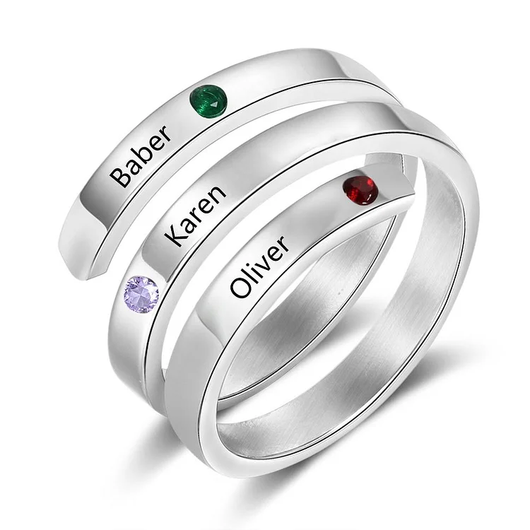 Mother Ring Personalized with 3 Birthstones Custom Christmas Gift