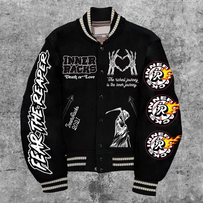 Skull casual street baseball jacket