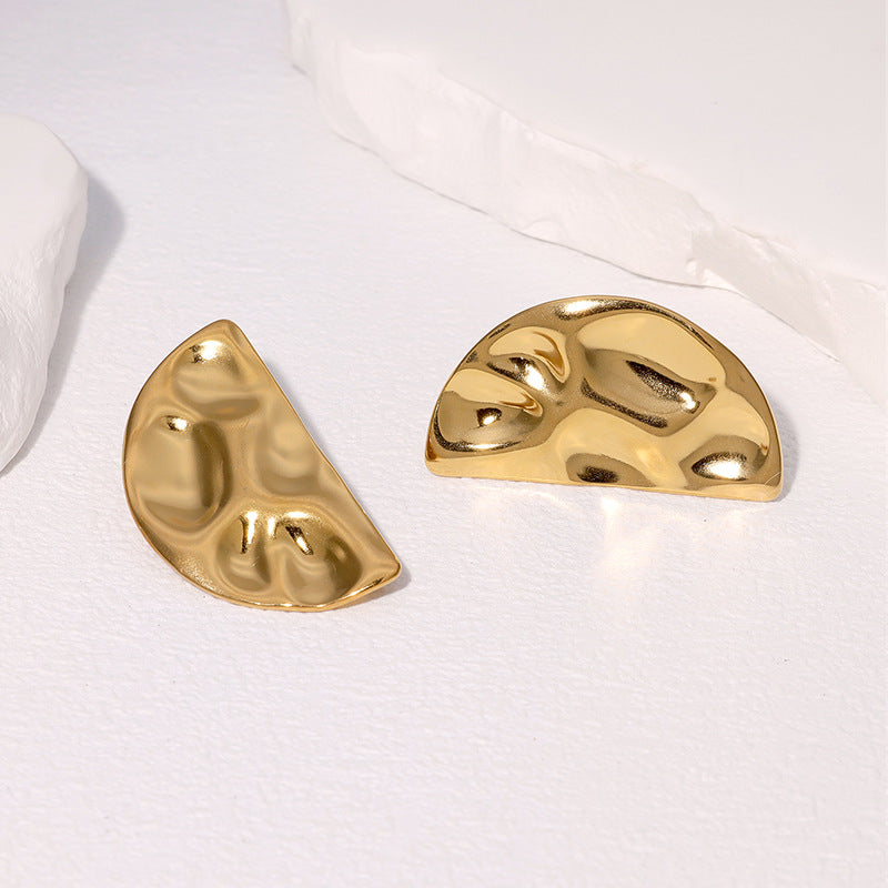 Luxurious Ellipse Geometric Stainless Steel Electroplating Stud Earrings
