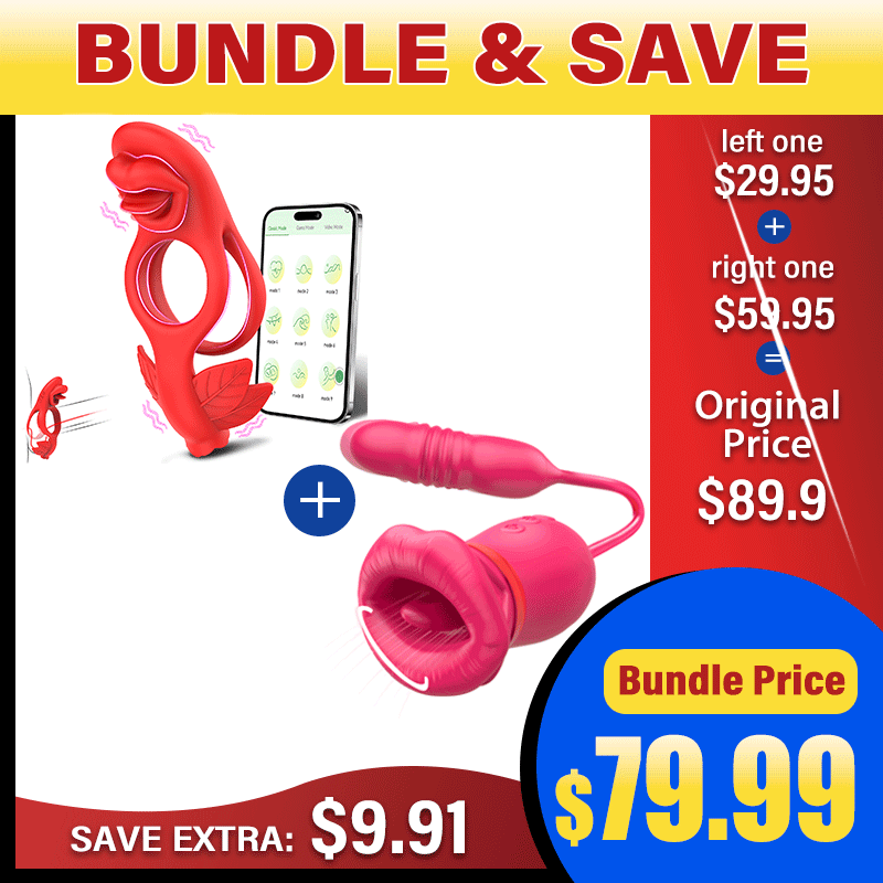 【 Valentine's Day Buy 1 Get 2 】 Rose Vibrating Penis Rings For Couples With 5-in-1 Big Mouth Rose Clit Sucker Toy & Thrusting Vibrator - Rose Toy