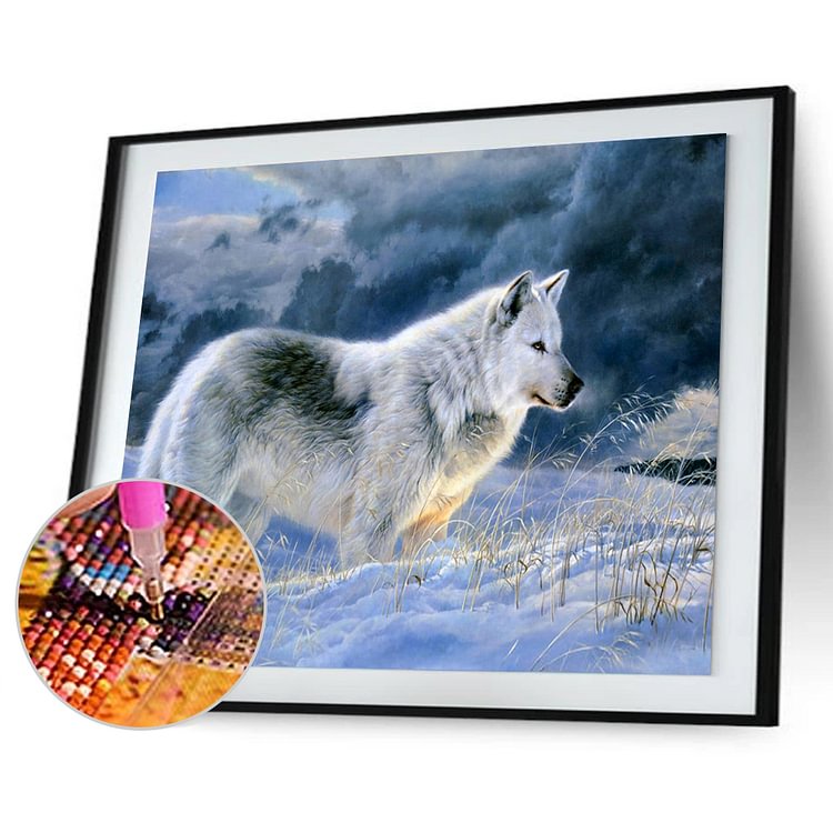 Snow Wolf  Special Shape Diamond Painting 25*20cm