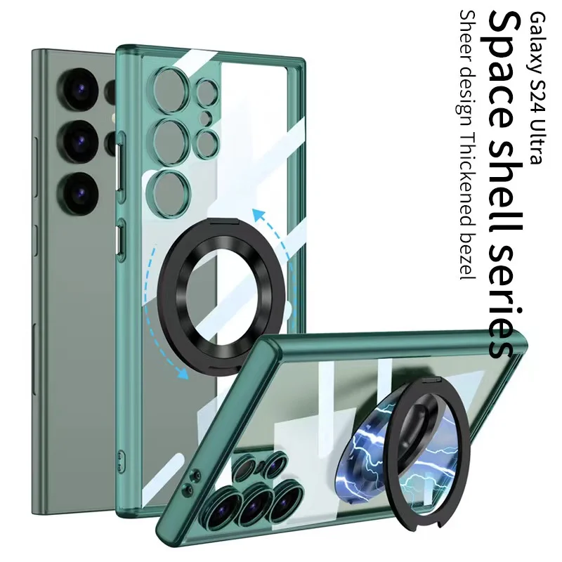 Environmental Friendly Ultra Thin PC Shockproof Phone Cover Transparent Magnetic Phone Case for Samsung S24 Plus S24 Ultra